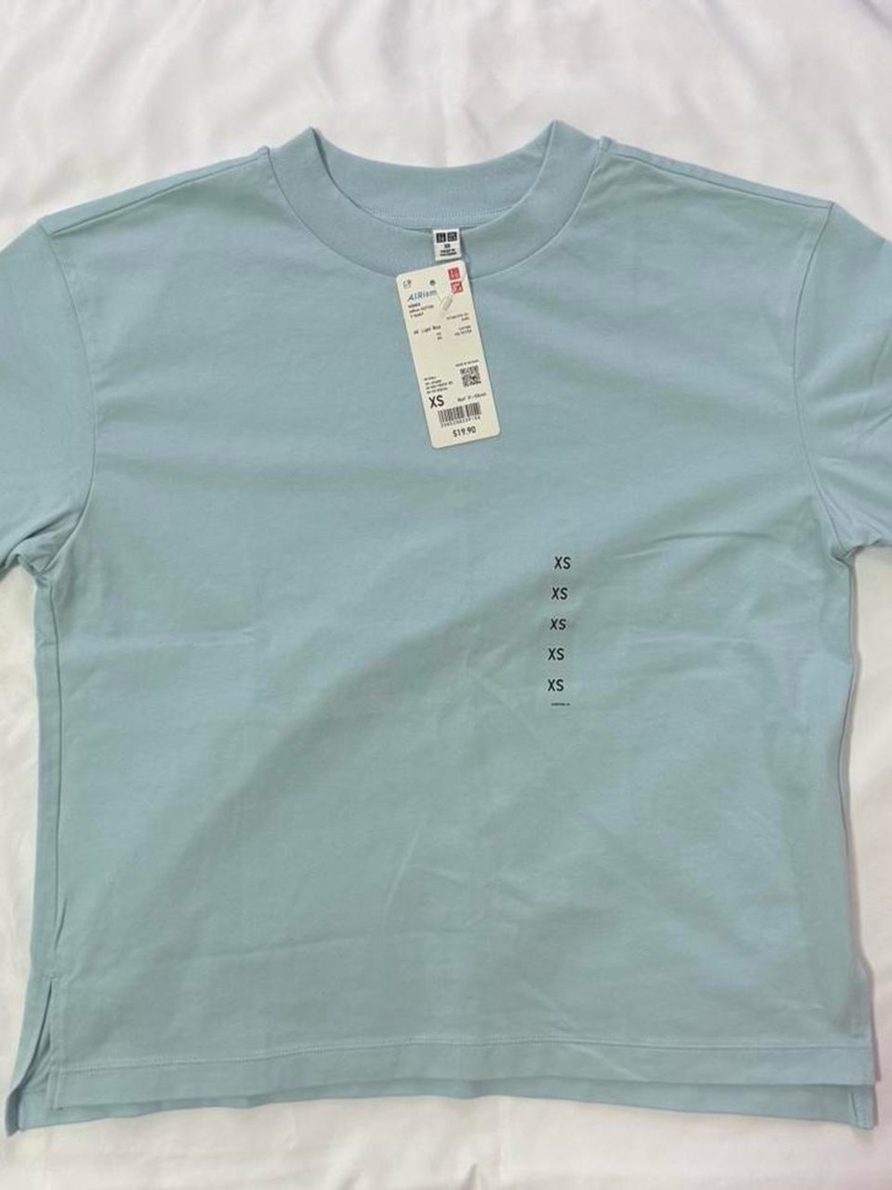 Uniqlo AIRism Cotton T-Shirt in Light Blue XS